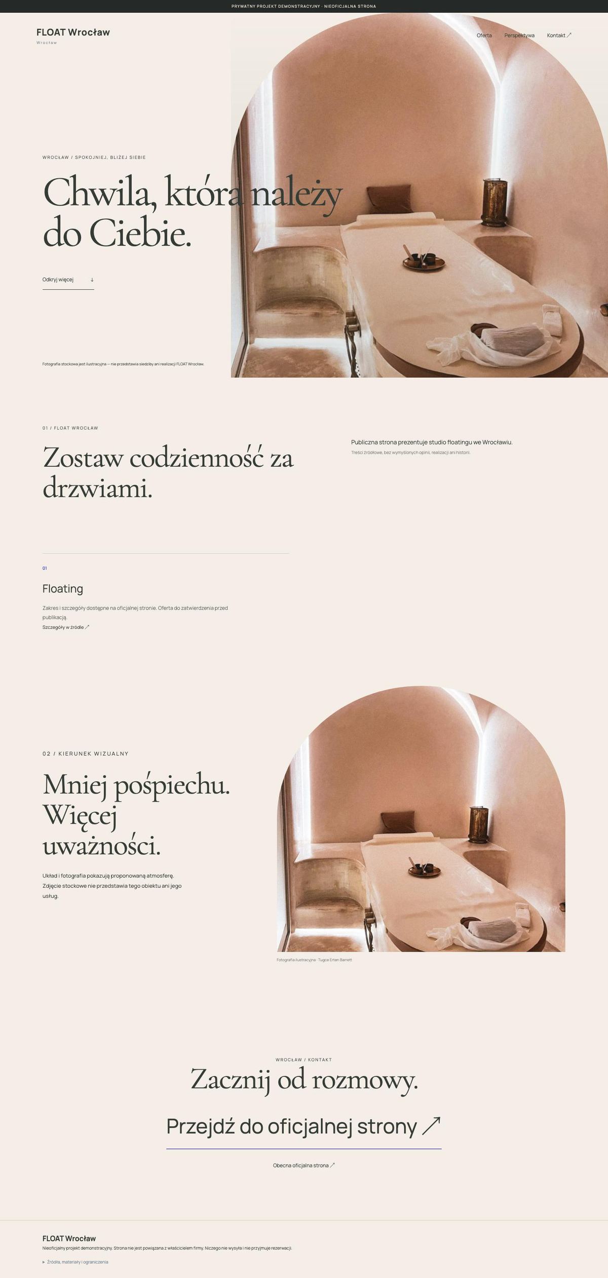 Wygenerowany koncept FLOAT Wrocław — desktop