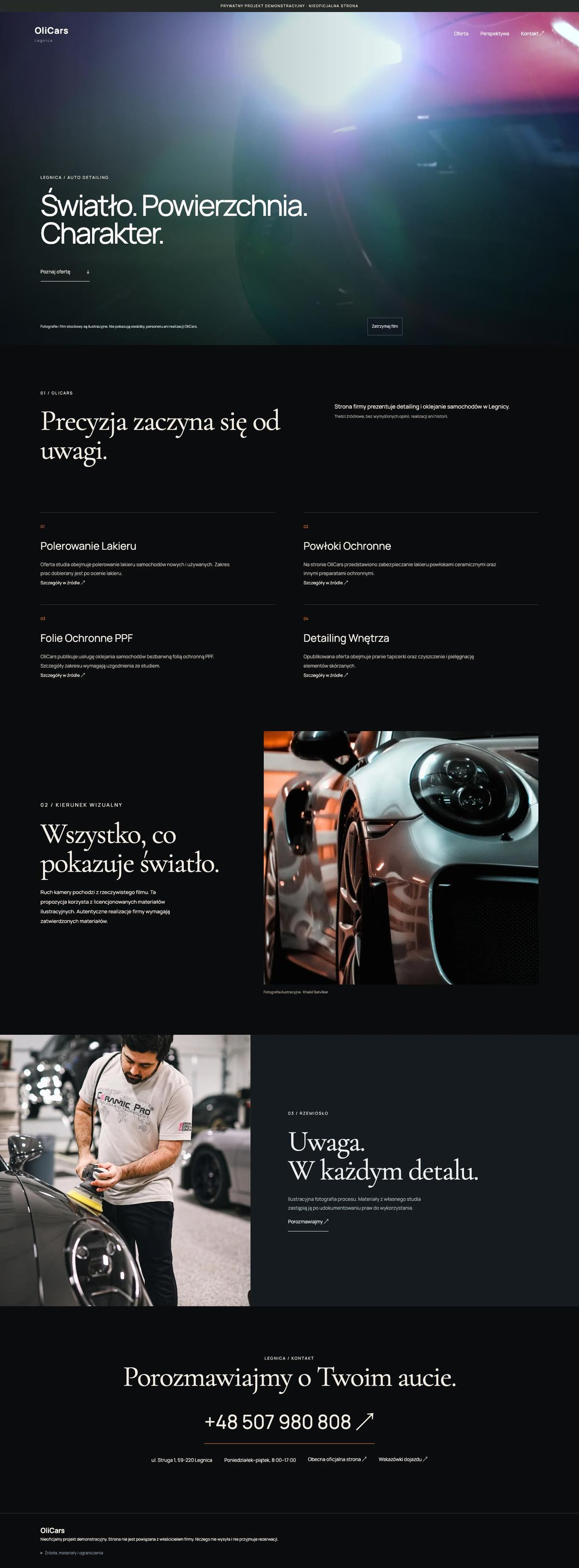 Wygenerowany koncept OliCars — desktop